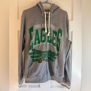 Mitchell & Ness Philadelphia Eagles Distressed Zip Hoodie Gray Vintage Small